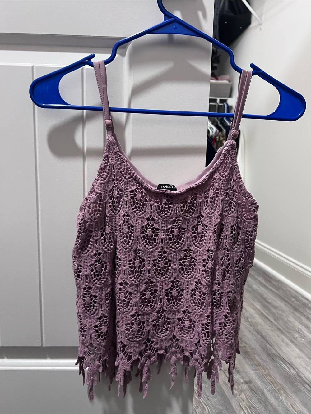 Rue21 Dusty Rose Crochet Fringe Cami